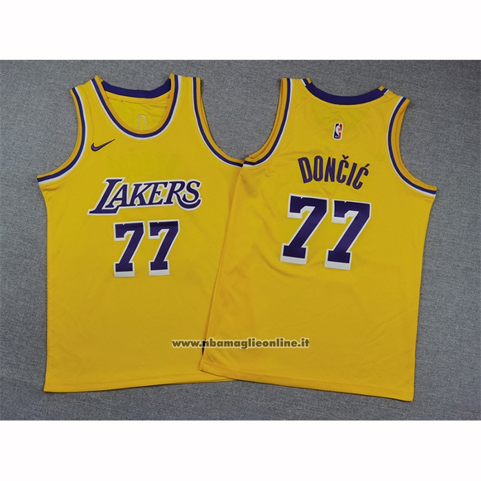 Maglia Bambino Los Angeles Lakers Luka Doncic No 77 Icon 2024-25 Giallo